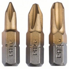 Набор из 3 насадок-бит Titanium (PH) PH1; PH2; PH3; 25 мм