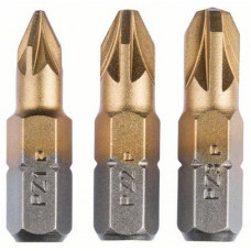 Набор из 3 насадок-бит Titanium (PZ) PZ1; PZ2; PZ3; 25 мм